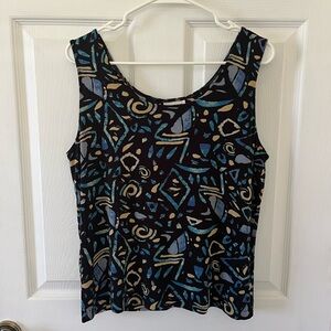Chico's Abstract Black and Blue Tank Top